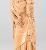 SUJET "Vierge à l'Enfant" en bois sculpté, moderne (quelques manques)....
