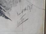 ECOLE ORIENTALISTE, Guerrier arabe, dessin à la plume signé TABRES...