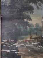 ECOLE FRANCAISE vers 1800. "Paysages animés", paire d'huiles sur panneau....