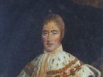 LITHOGRAPHIE couleur fixée sous verre "portrait de Charles X", 19ème...