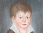 ECOLE FRANCAISE vers 1800. Portrait d'enfant à la colombe. Pastel....