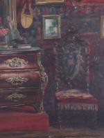 LEPRINCE-RINGUET, Louis (1901-2000) (attribué à). Vue intérieure avec commode. Huile...