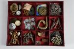 PLATEAUX (trois) comprenant de petits bijoux fantaisies certains en argent...
