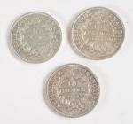 MONNAIES d'argent : 5 francs 1868 ; 10 francs hercule...