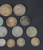 MONNAIES (lot de) en argent :1 francs semeuse (9) 1898...