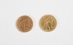 PIECES d'or (2) : 20 francs or 1864 et 1907....