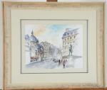 DETROYES, Georges (né en 1921). Rue Saint-Antoine-Paris. Aquarelle et crayon...