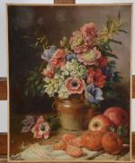 DURY, Tony (1819- c. 1896). Nature morte au bouquet et...