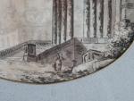 DESSIN italien "Palais" lavis. 29 x 35 cm. Cadre (usures)