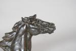 d'ILLIERS, Gaston (1876-1932). "Tête de cheval au galop" 1924, bronze...