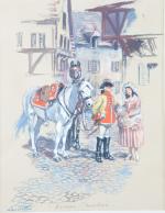 CHEFSON Gabriel, dit Lamotte (1920-2005). "Nassau cavalerie". Aquarelle gouachée signée...