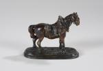 PAUTROT Ferdinand (1832-1874). "Cheval lourd harnaché", bronze à patine brune...