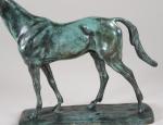 d'ILLIERS Gaston (1876-1932). "Sous-off", Bronze à patine verte signé sur...