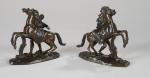 COUSTOU Guillaume (1677-1746) d'après. "Les chevaux de Marly" Paire de...