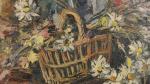 OSTERLIND Anders (1887-1960). "Nature morte au panier de fleurs"