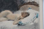 CALBET, Antoine (1860-1942). Femme nue endormie. Lithographie en couleurs, sur...