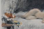 CALBET, Antoine (1860-1942). Femme nue endormie. Lithographie en couleurs, sur...