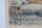 CALBET, Antoine (1860-1942). "Femme nue couchée, de dos", lithographie en...