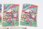 ESTAMPES (quatre) japonaises sur papier crépon, 19ème siècle. Dim :...