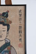CHINE moderne - DEUX PEINTURES sur toile contrecollée sur panneau,...