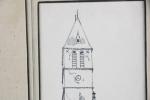 TRANCHAND. Charles. 
"Eglise de Noyen-sur-Sarthe", dessin à la plume monogrammé...