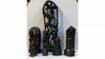 LOT de sept statuettes en ébène dont six d'Afrique