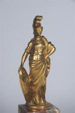 SUJET "Minerve" en bronze doré, 18ème siècle. H. 17,5 cm....