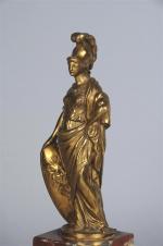 SUJET "Minerve" en bronze doré, 18ème siècle. H. 17,5 cm....