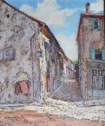 DESCATOIRE, Alexandre (1874-1949). "Ruelle de village", huile sur toile signée...
