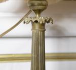 BOUGEOIR en laiton monté en lampe, 19ème siècle. 
Hauteur bougeoir :...