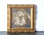 CHROMOLITHOGRAPHIE d'après Botticelli "Vierge à l'Enfant", dorure, cadre et composition...