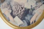 d'après le 18ème siècle, "Portrait de femme", chromolithographie ovale. Cadre...