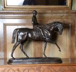 MENE, Pierre Jules (d'après). "Jockey à cheval", important bronze à...