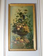 ECOLE FRANCAISE 19ème siècle. "Vase à la coupe de fruits",...