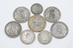 LOT de monnaies :
PIECE de 5 FF argent, 1873
PIECE de...