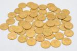 PIECES (cinquante-quatre) en or de 20 Lires, Italie, Umberto Ier,...