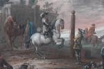 ECOLE ALLEMANDE du XVIIIème siècle, d'après Wouwerman. La leçon d'équitation....