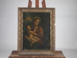 ECOLE ESPAGNOLE vers 1700. "Vierge à l'Enfant" huile sur toile....