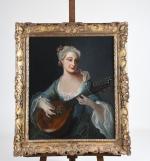 MERCIER, Philippe (attribué à). "Joueuse de mandoline", huile sur toile...