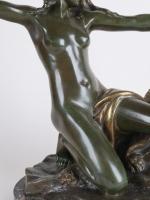 SOMME, Théophile François (1871-1952). Diane chasseresse. Bronze à patine verte...