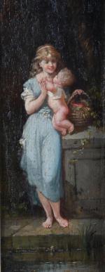 LANFANT DE METZ, François Louis (1814-1892). Femme à l'enfant. Paire...
