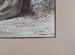 DELACROIX, Auguste (1809-1868). "Arabe assis", aquarelle signée en bas à...
