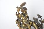 CHENETS (paire de) en bronze doré à décor de putti...