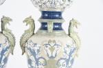 AMIRAULT, Henri  (1834-1914). Paire de vases en faïence de...