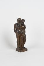 BOUQUILLON, Albert (1908-1997). Couple. Bronze à patine brune, signé et...