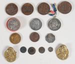 MEDAILLES (lot de) en bronze, cuivre et argent : Napoléon...