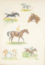 RIVET, Jean (XXème siècle). Etude de chevaux de course. Lithograhie...