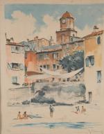 HEBBELINCK, J (?). "Saint Tropez", lithographie couleur signée en bas...