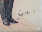 SUIRE, L. Caricatures. Trois dessins aquarellées, signés. 32 x 20...