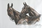 DANCHIN, Léon. Tête de chevaux. Lithographie, 39 x 54 cm
